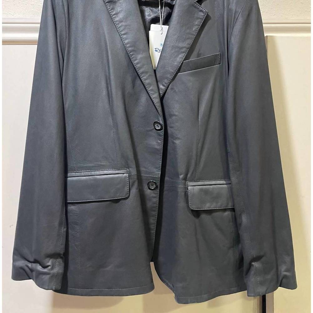 NEW REMY LEATHER men's classic lambskin leather blazer in grey